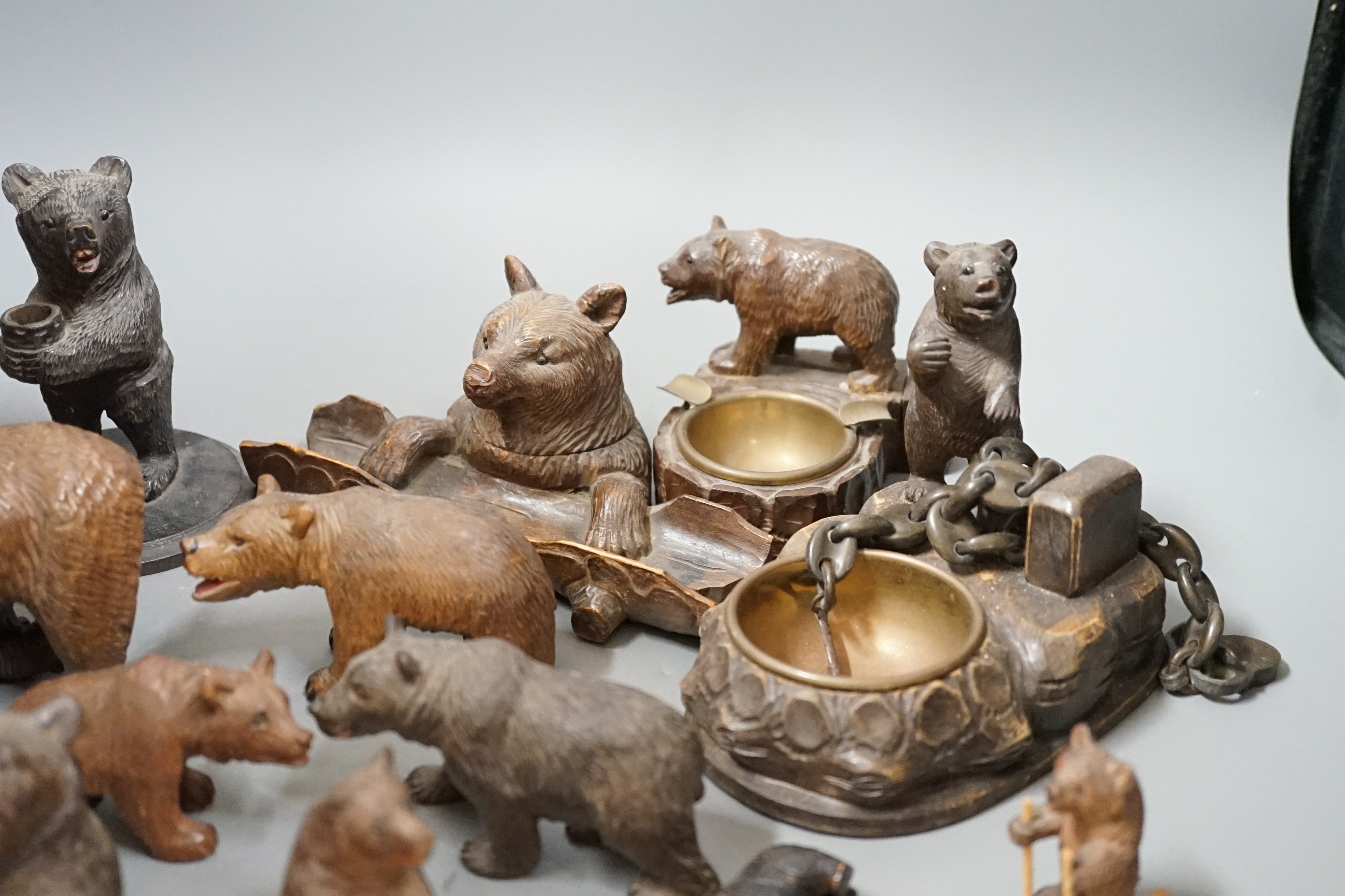 A collection of Black Forest bear carvings